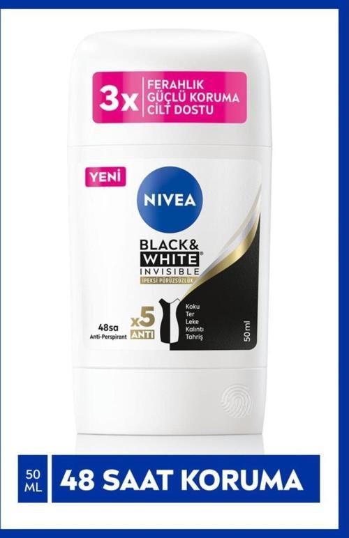 Kadın Stick Deodorant Black&white Invisible Ipeksi Pürüzsüzlük 50ml, 48 Saat Anti-perspirant Koruma