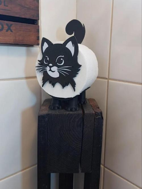 Kedili Tuvalet Kağıdı Tutucu Dekoratif