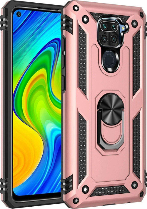 FLM Xiaomi Redmi Note 9 Kılıf Sofya Yüzüklü Silikon Kapak - Rose