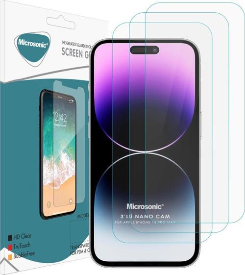 Apple iPhone 14 Pro Max Screen Protector Nano Glass Cam Ekran Koruyucu (3`lü Paket)