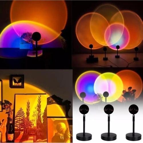 Günbatımı Projektör 180 Derece Dönen Usb Gece Lambası 4 Lens