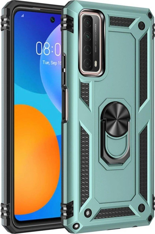 OMR02 Huawei P Smart 2021 Kılıf Sofya Yüzüklü Silikon Kapak - Yeşil