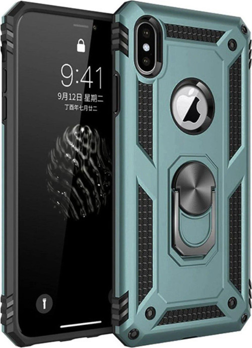 OMR02 iPhone XS Max Kılıf Sofya Yüzüklü Silikon Kapak - Yeşil