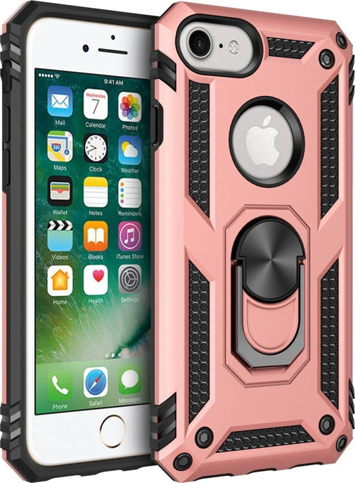 OMR02 iPhone 7 Kılıf Sofya Yüzüklü Silikon Kapak - Rose