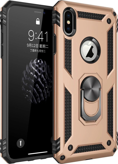 OMR02 iPhone XS Max Kılıf Sofya Yüzüklü Silikon Kapak - Gold