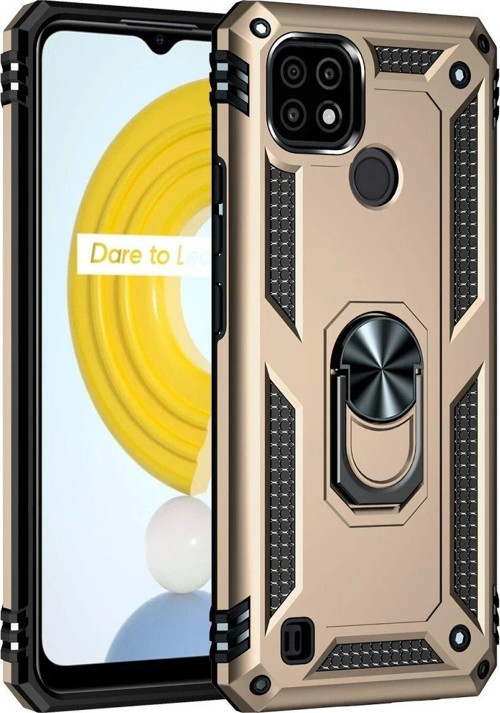 OMR02 Realme C21 Kılıf Sofya Yüzüklü Silikon Kapak - Gold