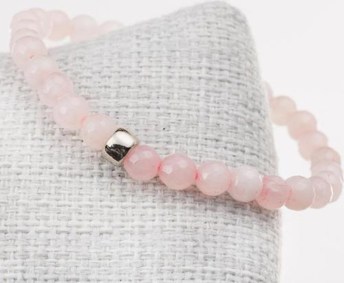 Pembe Kuvars Taşı Bileklik Faset Kesim-6 Mm