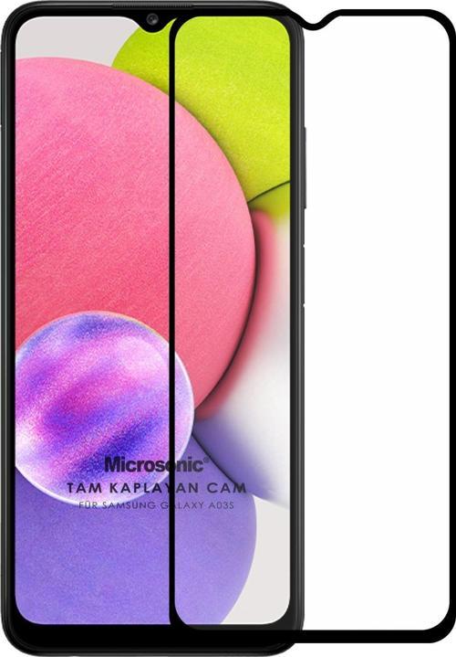 Samsung Galaxy A03s Tam Kaplayan Temperli Cam Ekran Koruyucu Siyah
