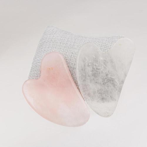 Pembe Ve Kristal Kuvars Yüz Masaj Aleti Seti-Gua Sha