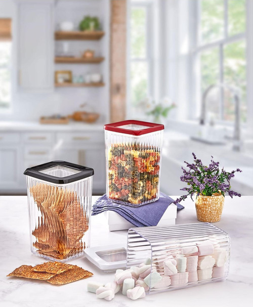 Plastik Kare Kristal Vakumlu Saklama Kabı 12Li Süper Set 1,20 Lt Zeyade