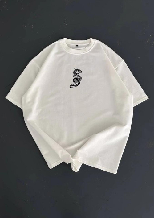 Baskılı Oversize Bisiklet Yaka Tshirt
