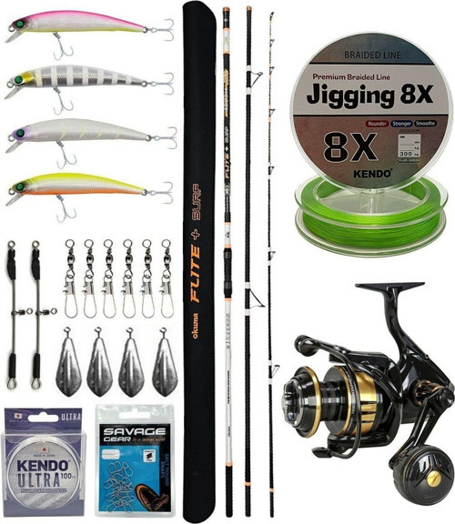 YekOutdoor Profesyonel Olta Seti Okuma Flite+ Super Light Surf 420cm 3 Parça Olta Kamışı&Okuma Tesoro 8000PA Olta Makine