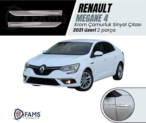 Renault Megane 4 Krom Çamurluk Sinyal Çıtası 2021 Üzeri Uyumlu 2 parça P. Çelik