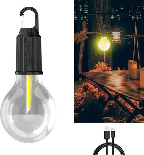 3 Farklı Mod LED'li Şarjlı Asma Kancalı Kamp Lambası Taşınabilir Ampul