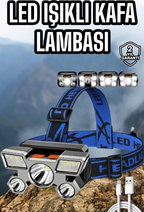 Balıkçı Kafa Lambası Led Işık 4 Farklı Mod Esnek ve Ayarlanabilir