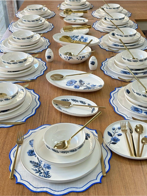 Yemek Takımı 158 Parça 12 Kişilik Blue Violet Gold