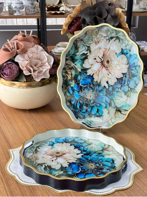 Afra 2'Li Oval Ahşap Tepsi