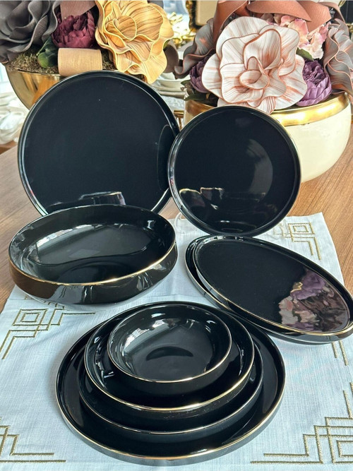 Yemek Takımı 27 Parça 6 Kişilik Siyah Modern