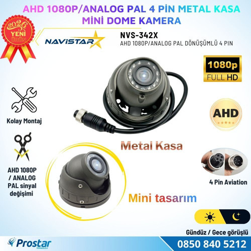 Metal Kasa AHD 1080P/Analog Pal Mini Dome Araç Kamerası 4 Pin Aviation