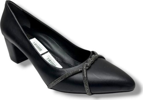 C-Shoes CV138-26 Cilt Deri Burgu Taşlı Kalın Topuk Kadın Ayakkabı 41-42