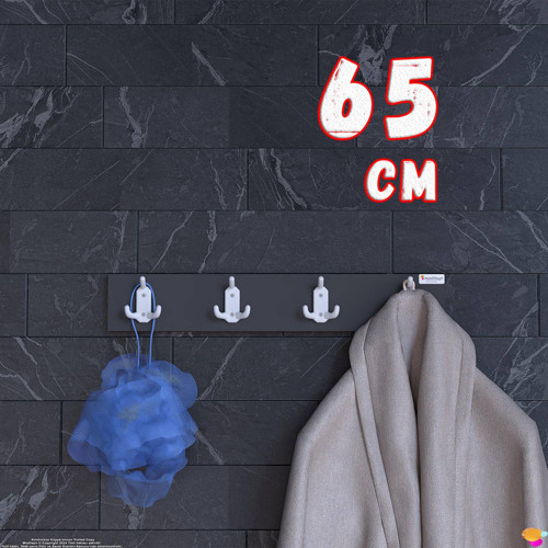 ARI Serisi 12 Kancalı Banyo Askısı - 4'lü Set (61,4x9,6 cm) | Ekstra Düzen ve Yer Tasarrufu