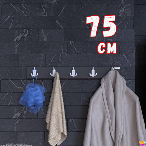 ARI 9 Kancalı Banyo Askısı 3' lü Set 36,4 x 9,6cm Şık Tasarım Ekstra Düzen ve Yer Tasarrufu