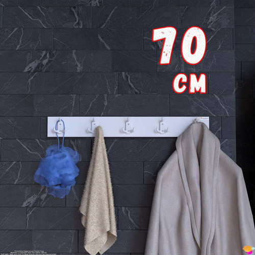 ARI Serisi (66,4x9,6 cm) 15 Kancalı Banyo Askısı - 5'li Set (66,4x9,6 cm) | Ekstra Düzen ve