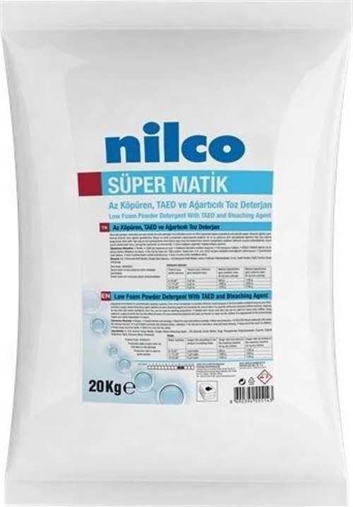 32000051 Süper Matik Az Köpüren TAED ve Ağartıcılı Toz Deterjan 20 Kg