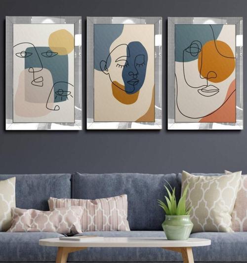 Modern Pleksi Çerçeveli Tablo 3Lü