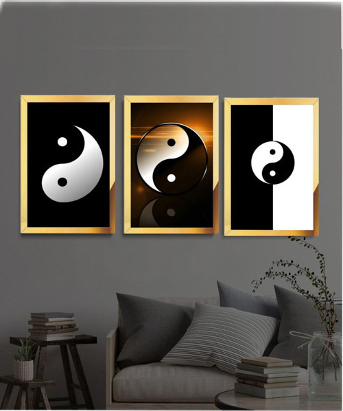 Pleksi Çerçeveli Ying Yang Tablo 3Lü