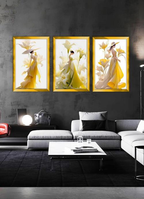 Pleksi Çerçeveli Modern Kadın Tablo 3Lü