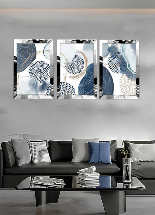 Pleksi Çerçeveli Modern Desen Tablo 3Lü