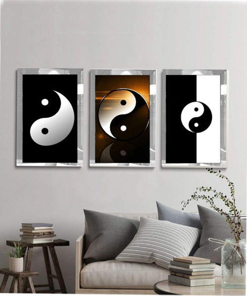 Pleksi Çerçeveli Ying Yang Tablo 3Lü