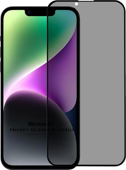 Apple iPhone 14 Privacy 5D Gizlilik Filtreli Cam Ekran Koruyucu Siyah