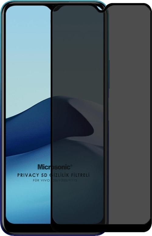 Vivo Y20S Privacy 5D Gizlilik Filtreli Cam Ekran Koruyucu Siyah