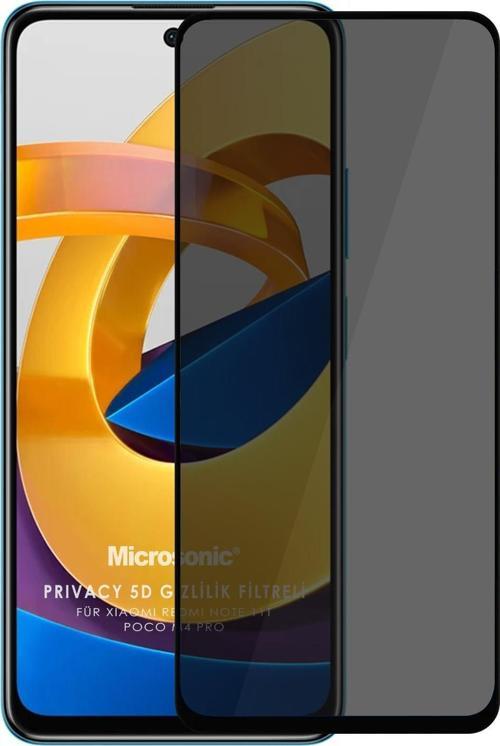Xiaomi Redmi Note 11T Privacy 5D Gizlilik Filtreli Cam Ekran Koruyucu Siyah