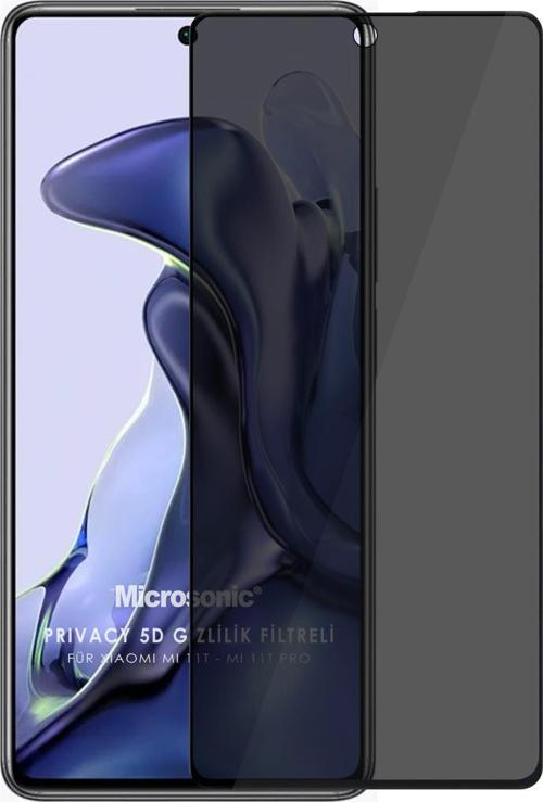 Xiaomi Mi 11T Privacy 5D Gizlilik Filtreli Cam Ekran Koruyucu Siyah