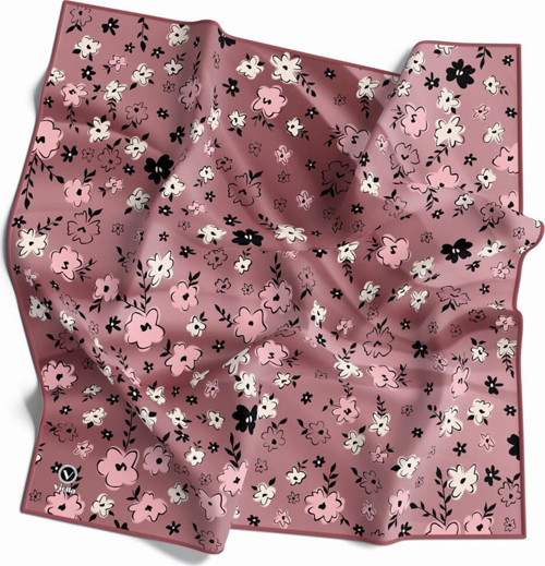 Rayon Papatya Desenli Pudra Renkli 90x90 Eşarp (İpek İçermez) Kenar Dikiş Şekli El Dikişli