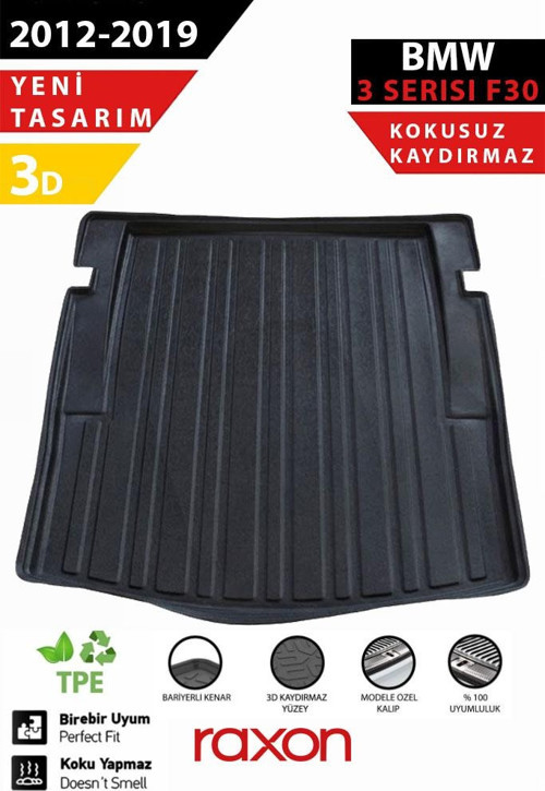 BMW 3 Seri F30 2012-2019 Bagaj Havuzu – 3D Özel Kalıp | Su Geçirmez, Kaymaz, Tam Uyum