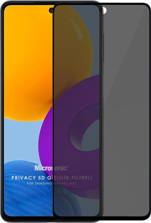 Samsung Galaxy M52 Privacy 5D Gizlilik Filtreli Cam Ekran Koruyucu Siyah