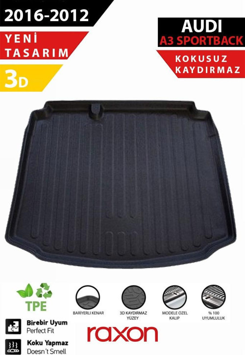 Audi A3 Sportback 2006-2012 Bagaj Havuzu – 3D Özel Kalıp | Su Geçirmez, Kaymaz, Tam Uyum