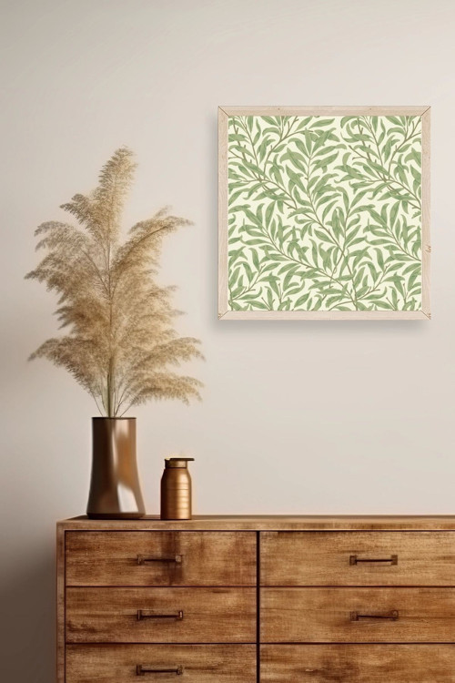 Büro Ev Ofis Dekoru için 42x42CM Tekli Ahşap Çerçeveli Yaprak Tema Tablo No159