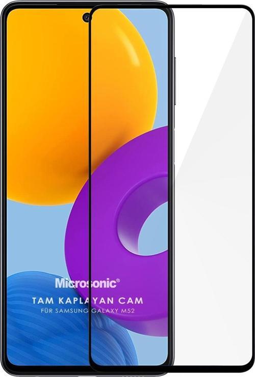 Samsung Galaxy M52 Tam Kaplayan Temperli Cam Ekran Koruyucu Siyah