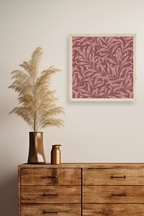 Büro Ev Ofis Dekoru için 42x42CM Tekli Ahşap Çerçeveli Yaprak Tema Tablo No266