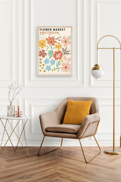 Büro Ev Ofis Dekoru için 23x30CM Tekli Ahşap Çerçeveli Çiçekçi Tema Tablo No5