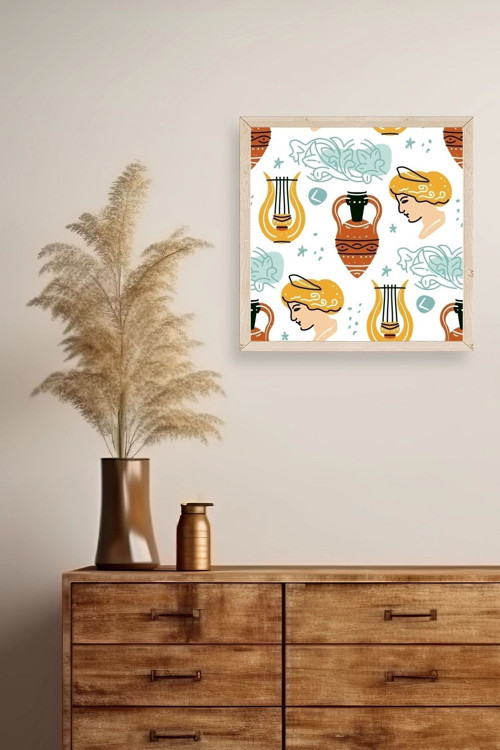 Büro Ev Ofis Dekoru için 23x23CM Tekli Ahşap Çerçeveli Roma Tema Tablo No1