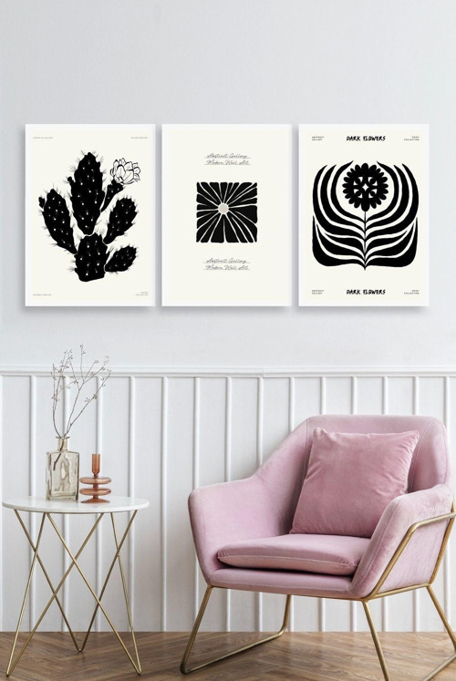 Büro Ev Ofis Dekoru için 23x30CM 3PARÇA Ahşap Çerçeveli Modern Tema Tablo No2