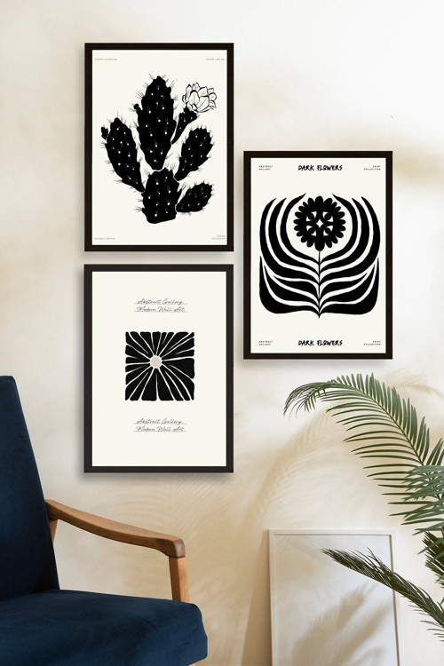 Büro Ev Ofis Dekoru için 23x30CM 3PARÇA Ahşap Çerçeveli Modern Tema Tablo No1