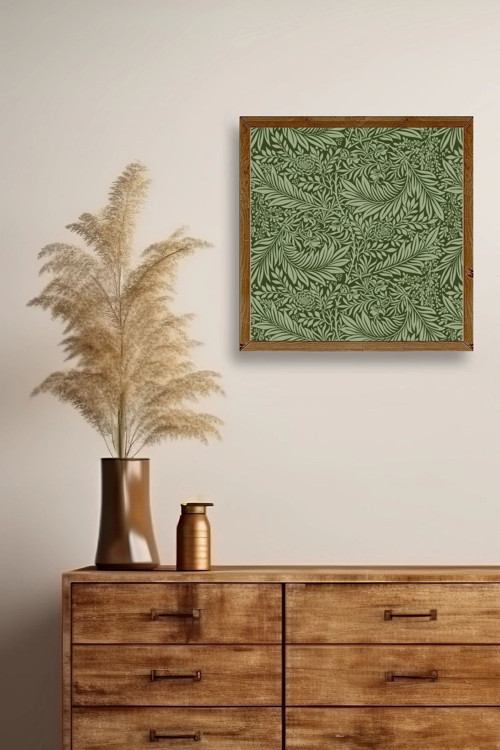 Büro Ev Ofis Dekoru için 42x42CM Tekli Ahşap Çerçeveli Yaprak Tema Tablo No4