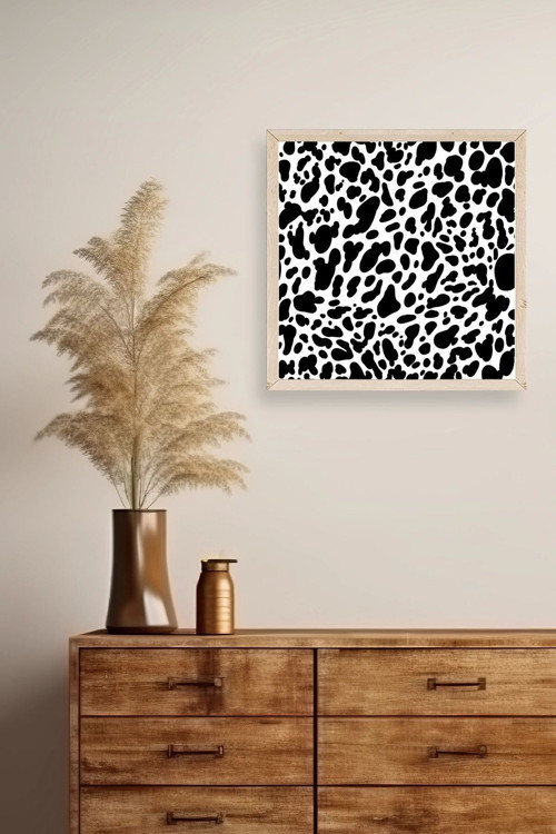 Büro Ev Ofis Dekoru için 23x23CM Tekli Ahşap Çerçeveli Desenli Tablo No13